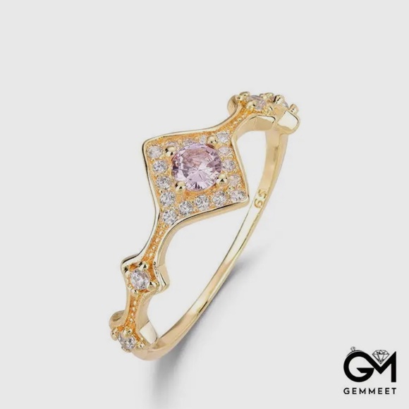 French Rose Pink Tourmaline Zircon Ring - Picture 5 of 5